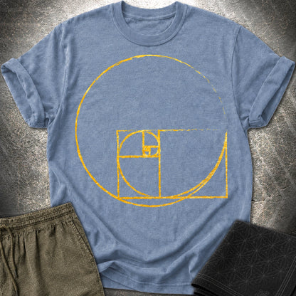 Golden Ratio Spiral Circle T-Shirt - Golden Ratio Spiral Circle T-Shirt - Heather Indigo