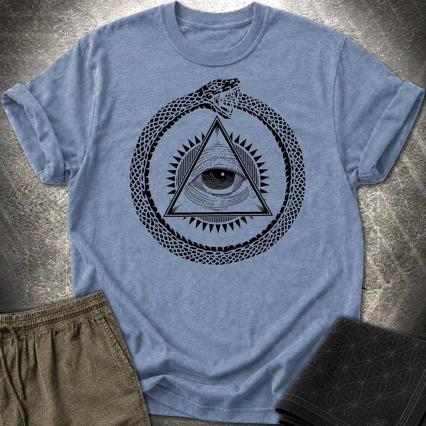 Ouroboros Eye of Providence T-Shirt - Ouroboros Eye of Providence T-Shirt - Heather Indigo