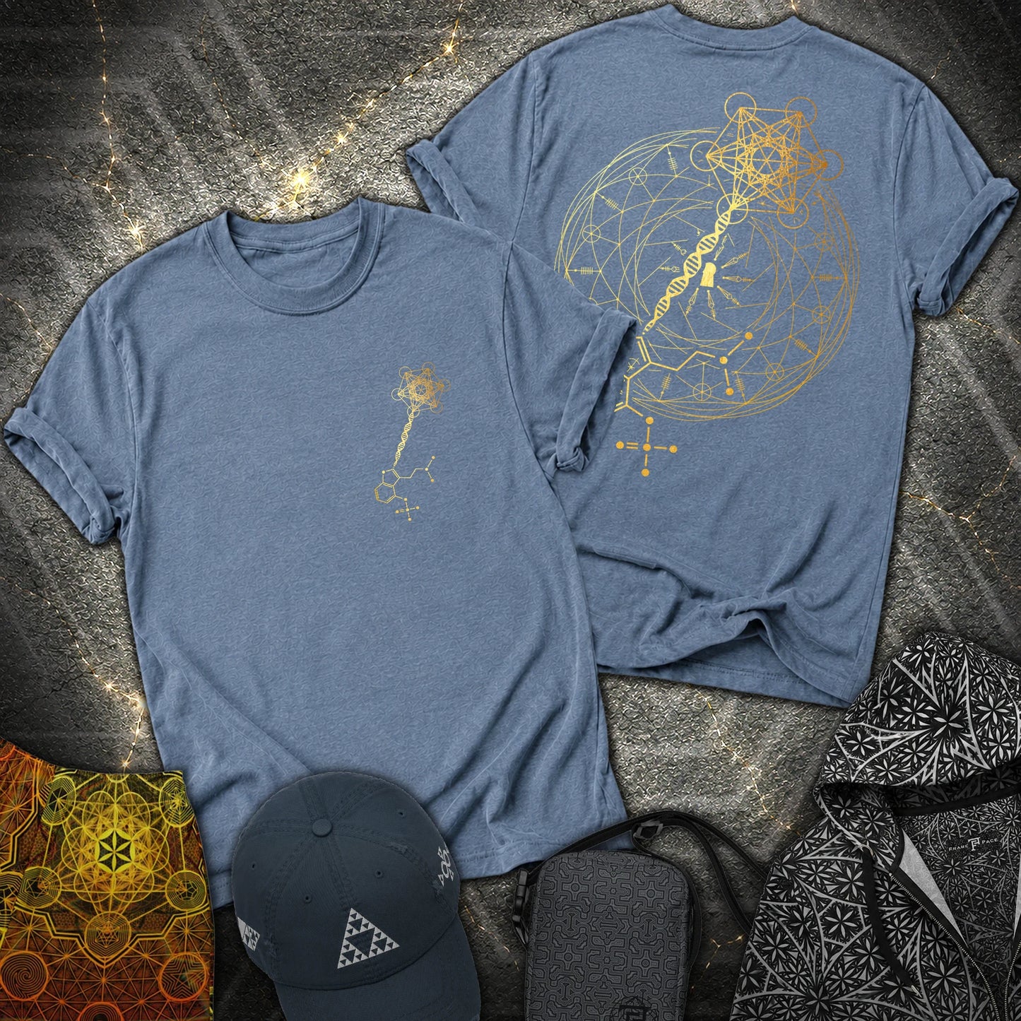 Psilocybin Key To Universe 2 Sided T-Shirt - Psilocybin Key To Universe 2 Sided T-Shirt - Heather Indigo