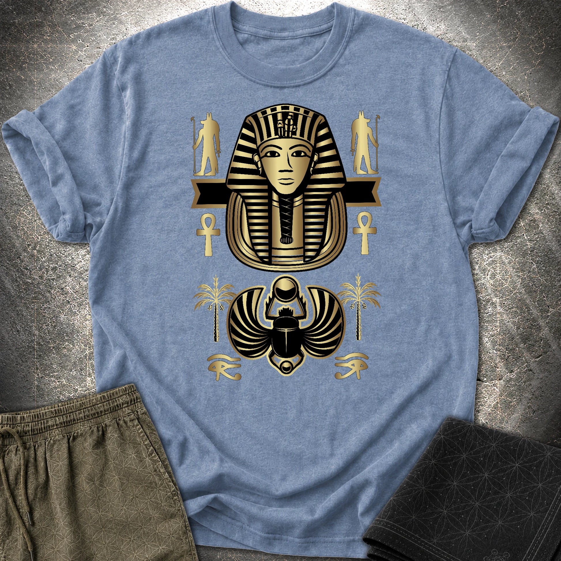Pharaoh Scarab Egypt T-Shirt - Pharaoh Scarab Egypt T-Shirt - Heather Indigo