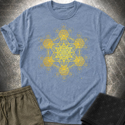 Fractal Metatron's Cube T-Shirt - Fractal Metatron's Cube T-Shirt - Heather Indigo