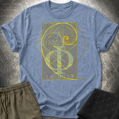 Fibonacci Gold T-Shirt - Fibonacci Gold T-Shirt - Heather Indigo