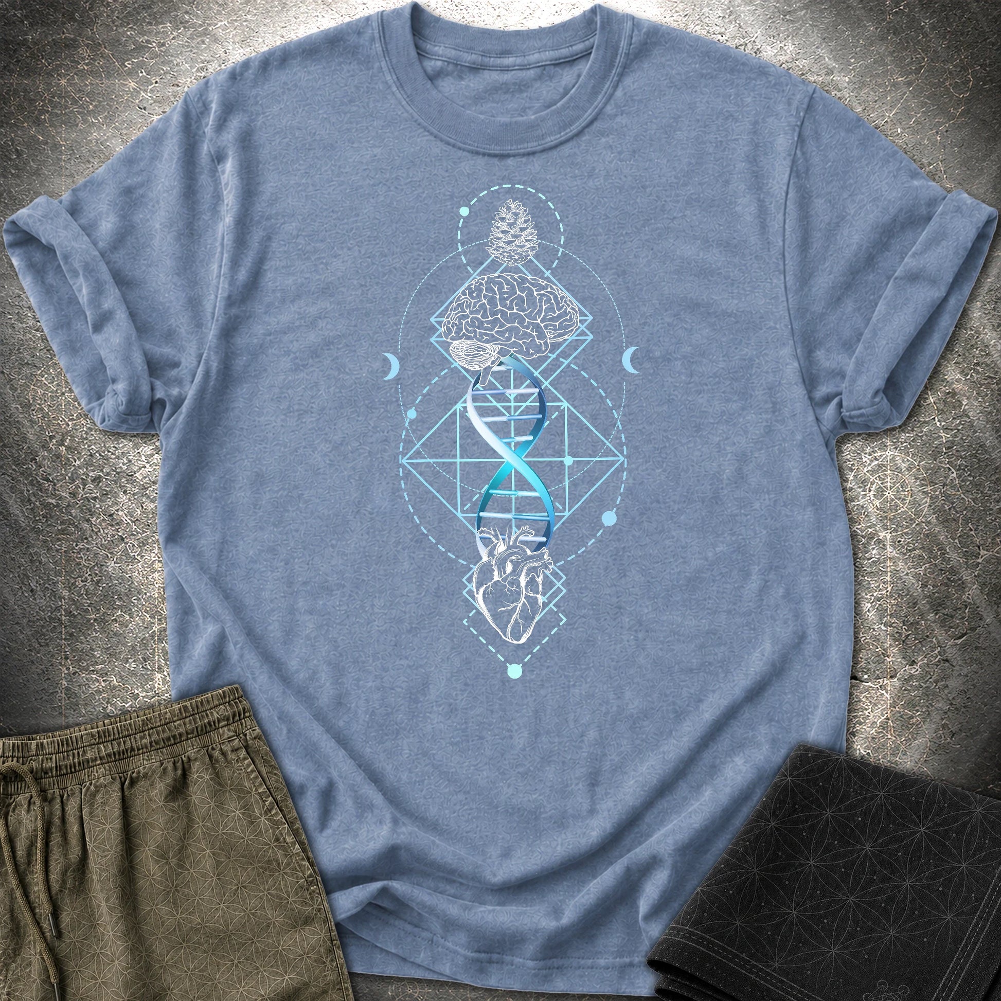 Brain Heart Coherence T-Shirt - Brain Heart Coherence T-Shirt - Heather Indigo