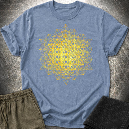 64 Tetrahedron Metatron Grid T-Shirt - 64 Tetrahedron Metatron Grid T-Shirt - Heather Indigo