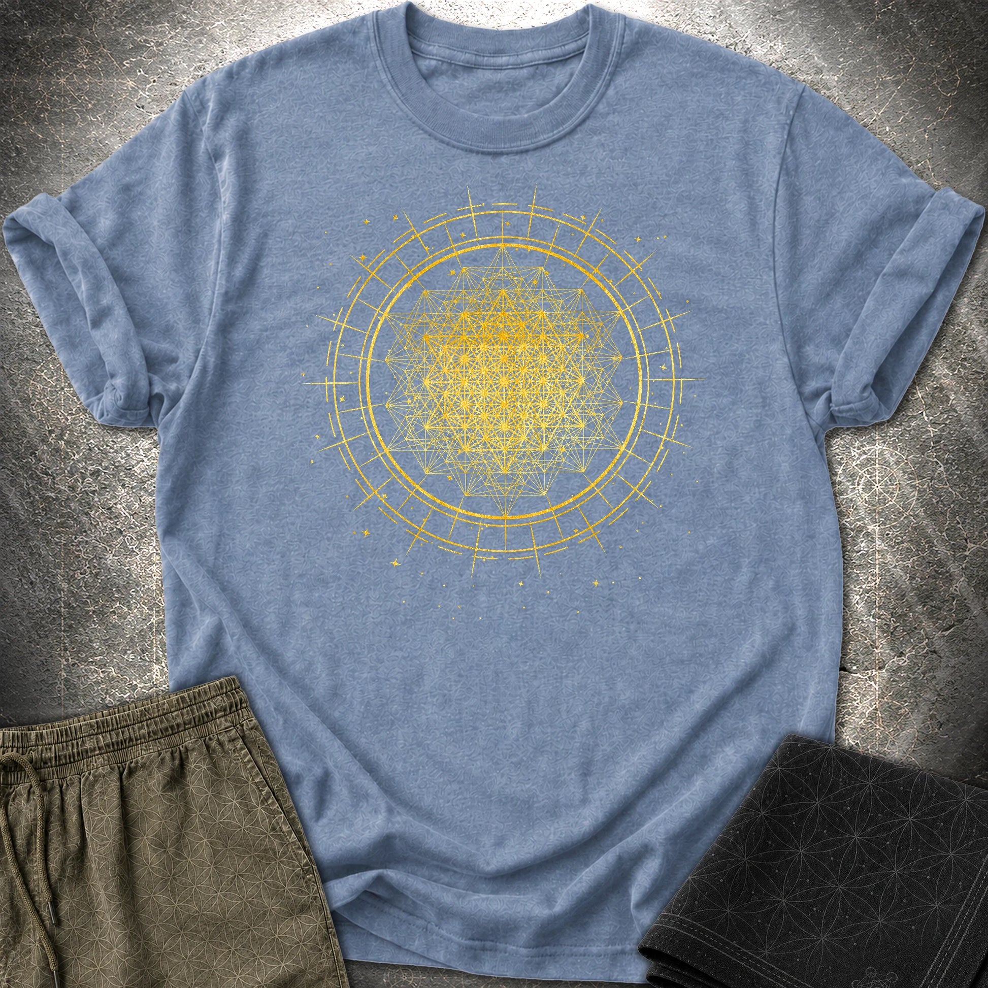Radiating 64 Tetrahedron T-Shirt - Radiating 64 Tetrahedron T-Shirt - Heather Indigo