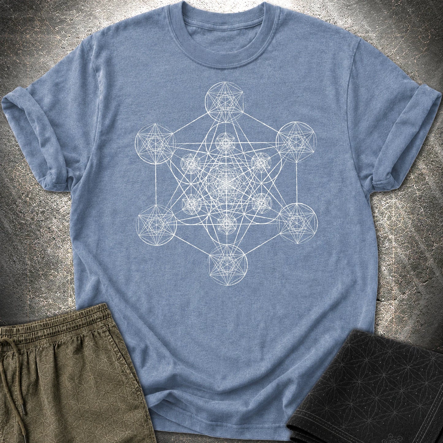 Fractal Metatron T-Shirt - Fractal Metatron T-Shirt - Heather Indigo