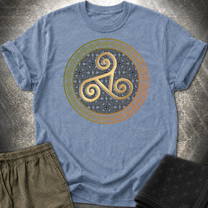 Celtic Triskelion T-Shirt - Celtic Triskelion T-Shirt - Heather Indigo