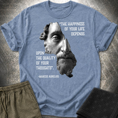 Marcus Aurelius Happiness T-Shirt - Marcus Aurelius Happiness T-Shirt - Heather Indigo