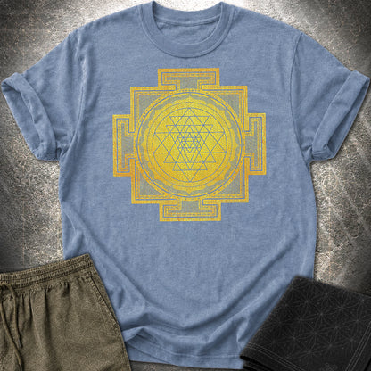 Sri Yantra Intricate Patterns T-Shirt - Sri Yantra Intricate Patterns T-Shirt - Heather Indigo