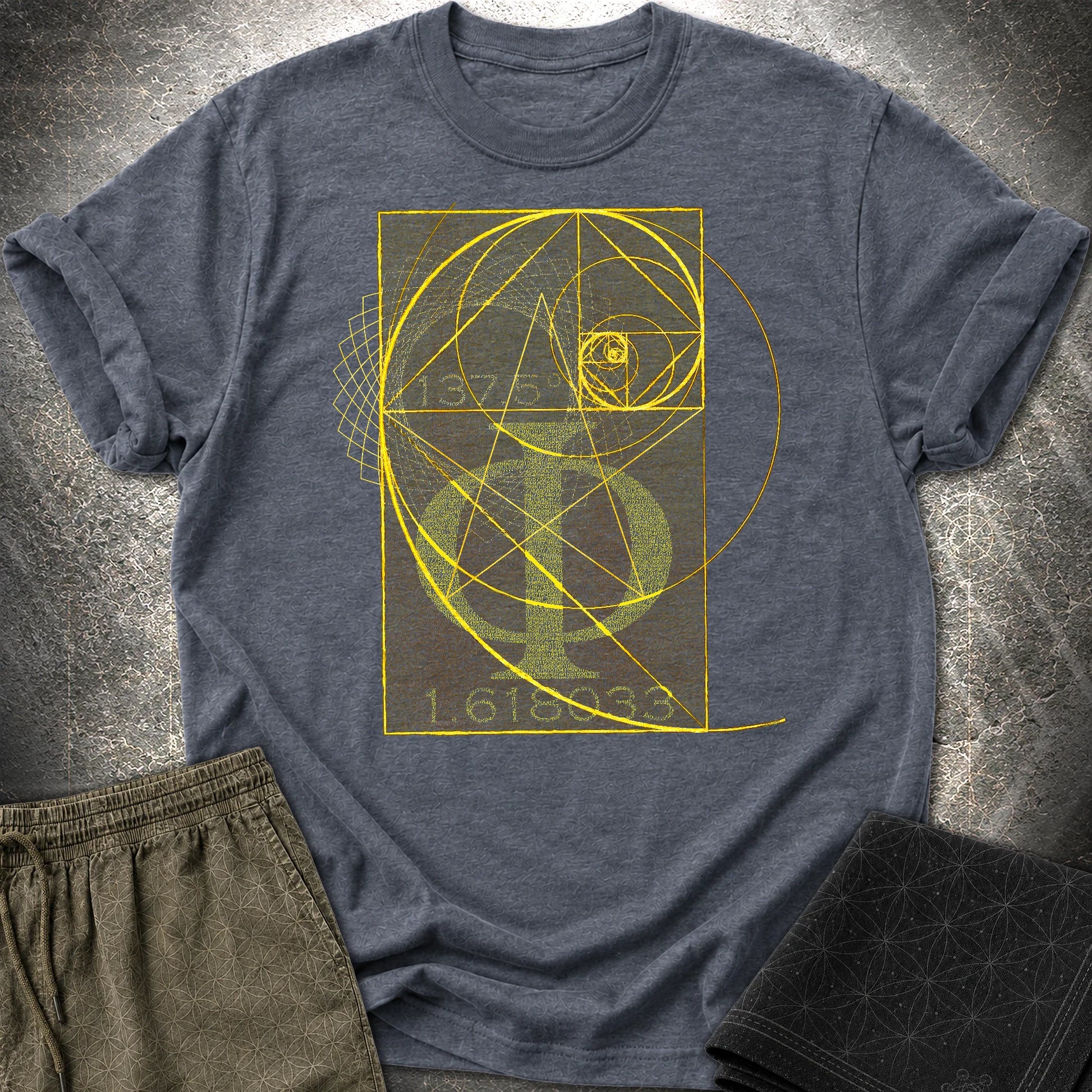 Fibonacci Gold T-Shirt - Fibonacci Gold T-Shirt - Heather Navy