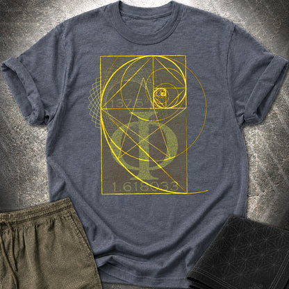 Fibonacci Gold T-Shirt - Fibonacci Gold T-Shirt - Heather Navy