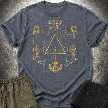 Eye Of Ra Egypt Geometry T-Shirt - Eye Of Ra Egypt Geometry T-Shirt - Heather Navy