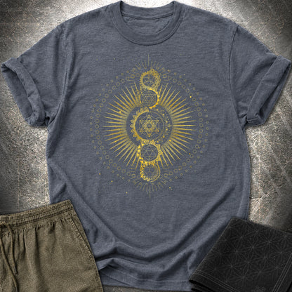 Sacred Geometry Radiating Mandala T-Shirt - Sacred Geometry Radiating Mandala T-Shirt - Heather Navy