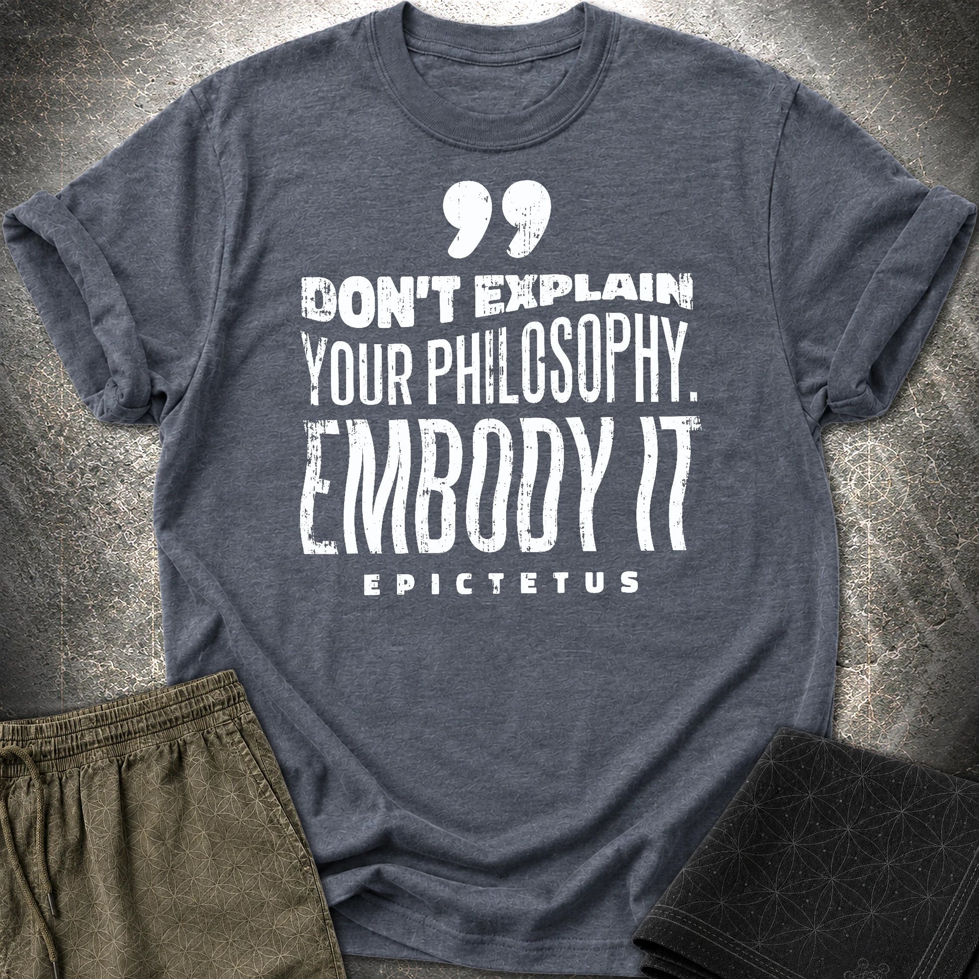 Epictetus Embody Philosophy T-Shirt - Epictetus Embody Philosophy T-Shirt - Heather Navy