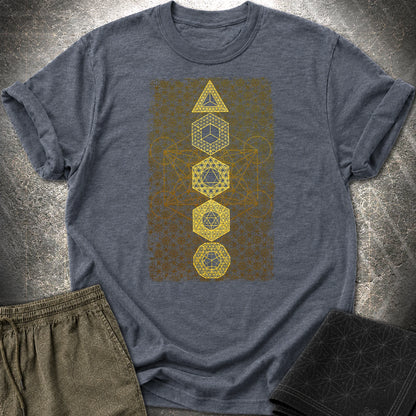 Platonic Solids Metatron's Background T-Shirt - Platonic Solids Metatron's Background T-Shirt - Heather Navy