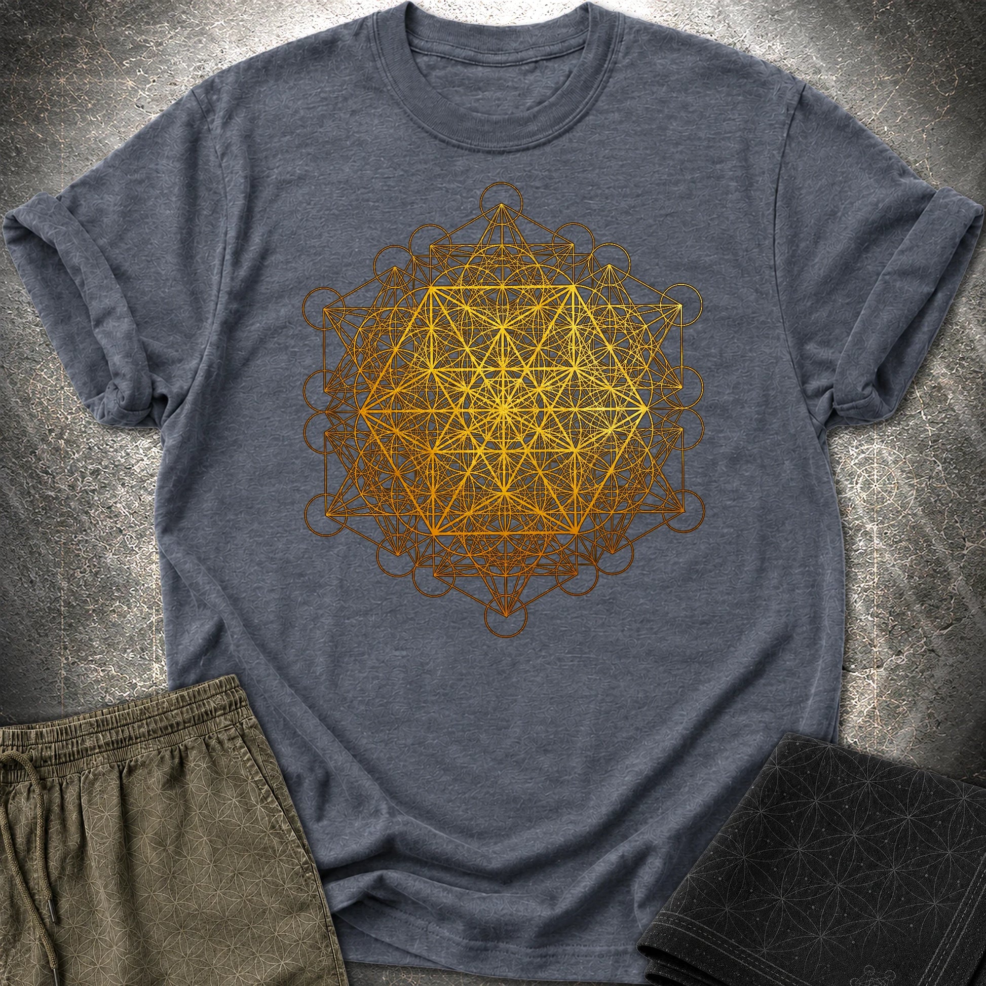 Metatron Vector Equilibrium T-Shirt - Metatron Vector Equilibrium T-Shirt - Heather Navy