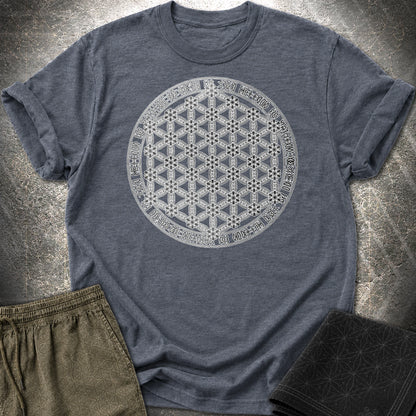 Flower Of Life Foo Lion T-Shirt - Flower Of Life Foo Lion T-Shirt - Heather Navy