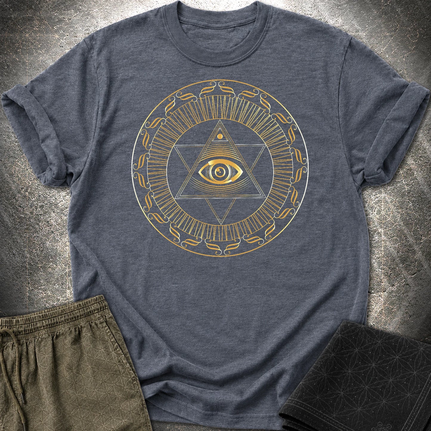 Eye Of Providence Star T-Shirt - Eye Of Providence Star T-Shirt - Heather Navy