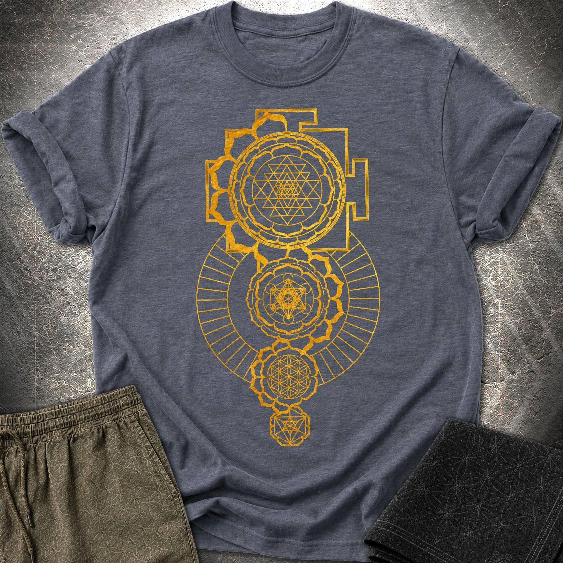 Sacred Mandalas T-Shirt - Sacred Mandalas T-Shirt - Heather Navy