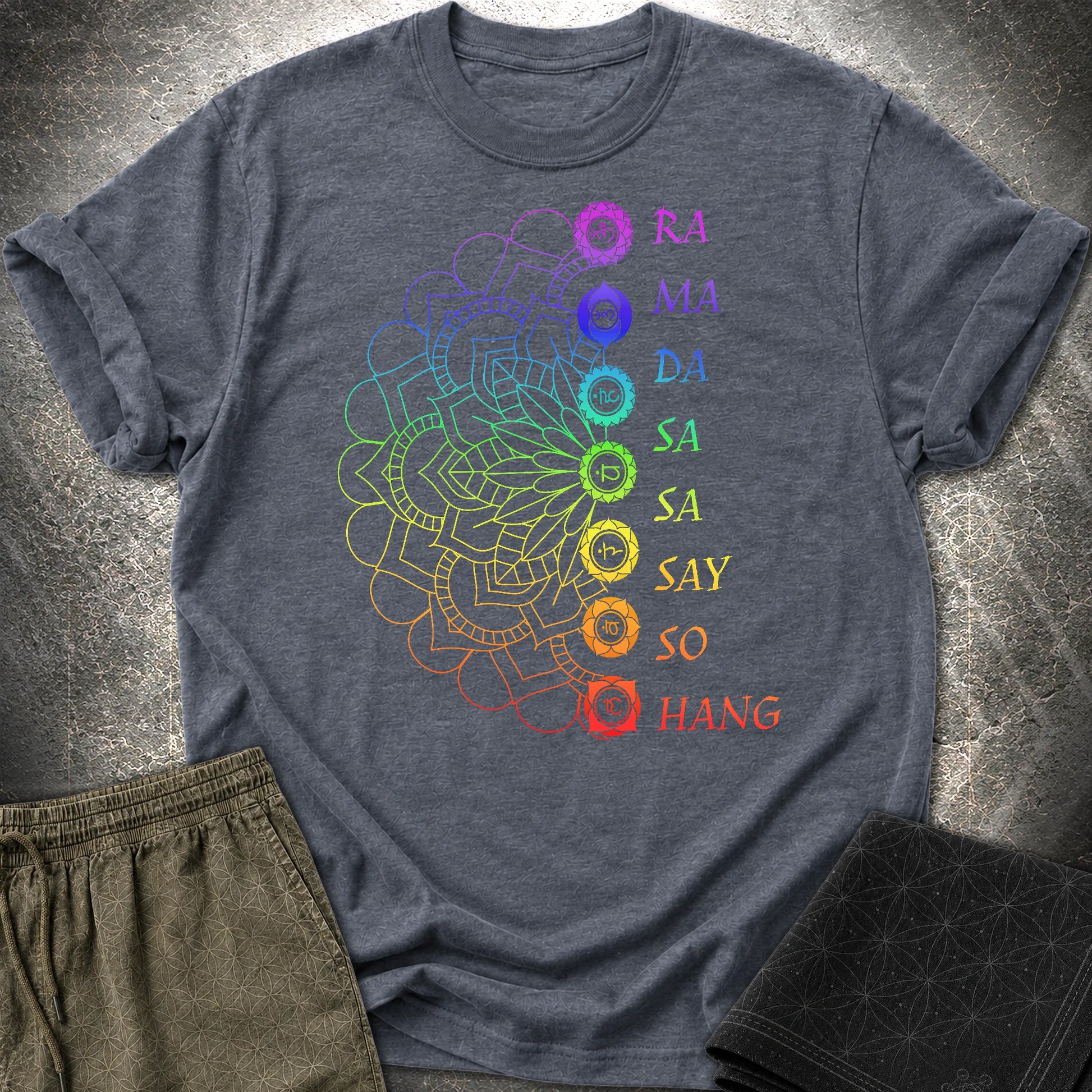 Mandala Mantra T-Shirt - Mandala Mantra T-Shirt - Heather Navy