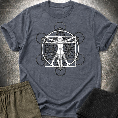 Vitruvian Man Metatron T-Shirt - Vitruvian Man Metatron T-Shirt - Heather Navy