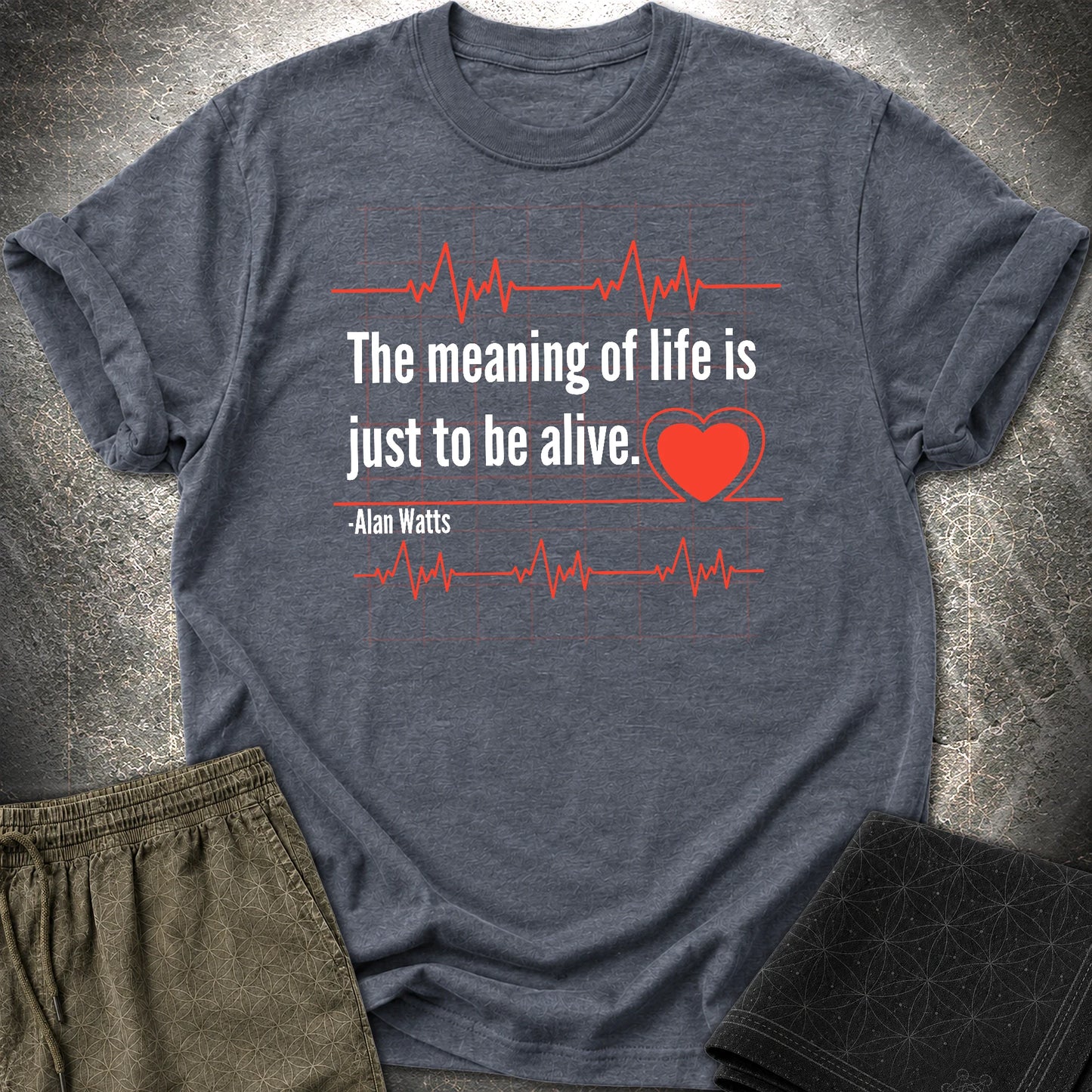 Alan Watts Life T-Shirt - Alan Watts Life T-Shirt - Heather Navy