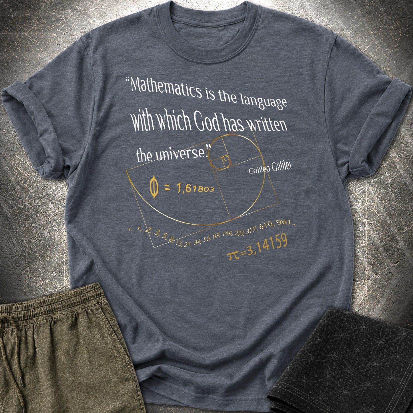 Galileo Galilei Quote T-Shirt - Galileo Galilei Quote T-Shirt - Heather Navy