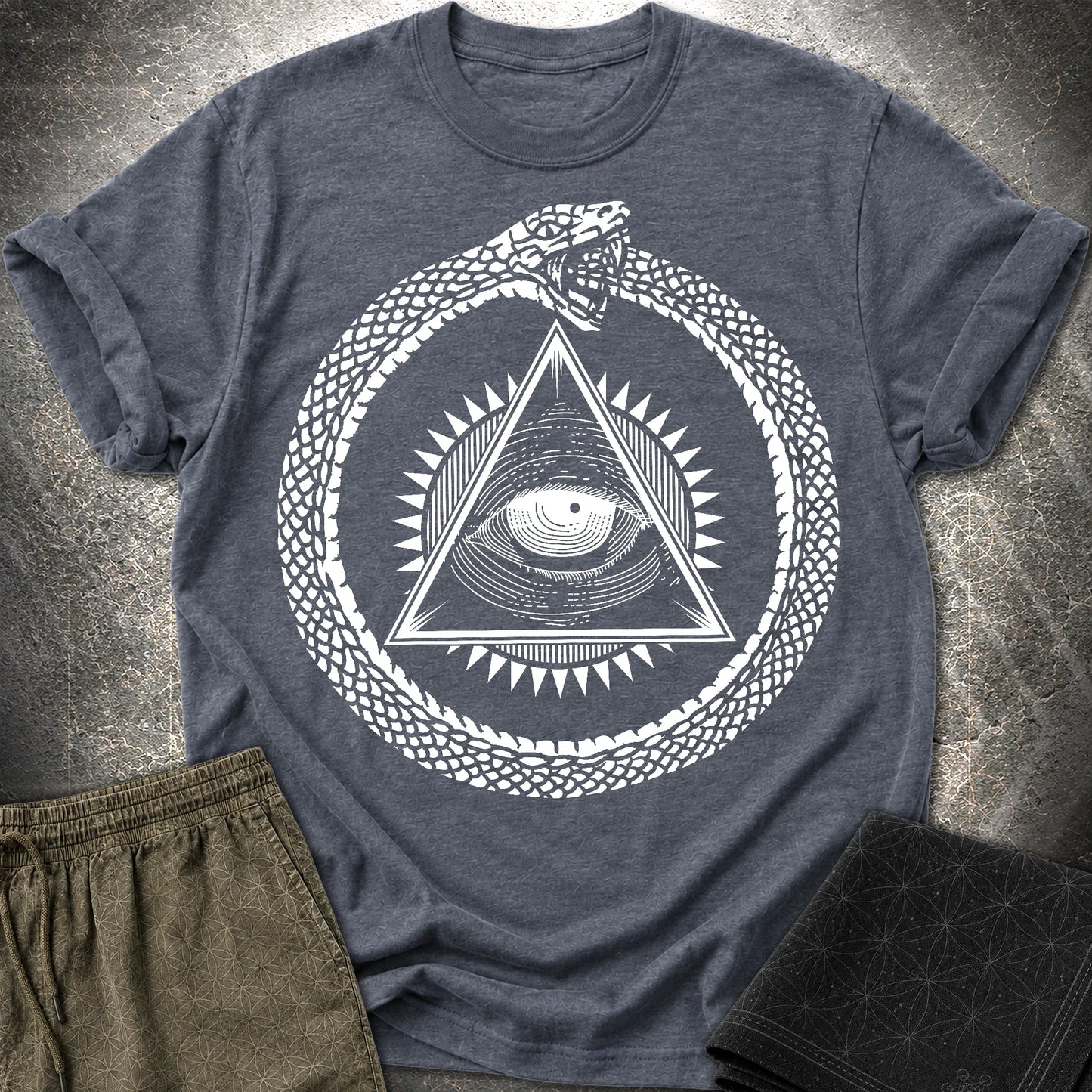 Eye Of Providence Ouroboros T-Shirt - Eye Of Providence Ouroboros T-Shirt - Heather Navy