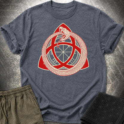 Triquetra Ouroboros T-Shirt - Triquetra Ouroboros T-Shirt - Heather Navy
