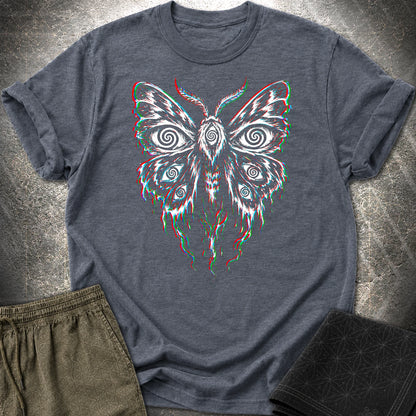 Hypnotic Eye Moth T-Shirt, Psychedelic Glitch Moth Shirt, Surreal Occult Graphic Tee - Hypnotic Eye Moth T-Shirt, Psychedelic Glitch Moth Shirt, Surreal Occult Graphic Tee - Heather Navy