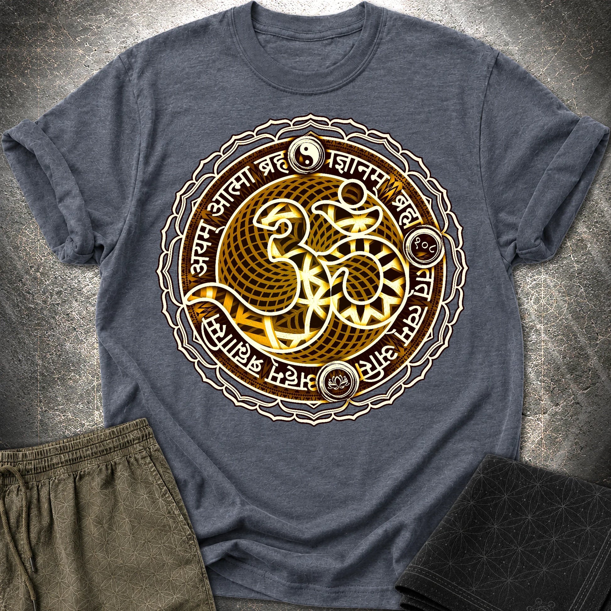 Ohm Sacred Sanskrit T-Shirt - Ohm Sacred Sanskrit T-Shirt - Heather Navy