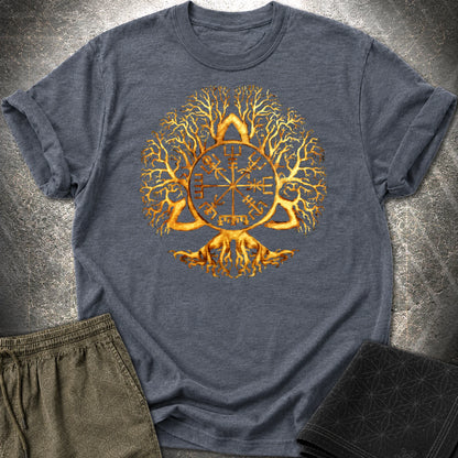 Vegvisir Tree Of Life T-Shirt - Vegvisir Tree Of Life T-Shirt - Heather Navy