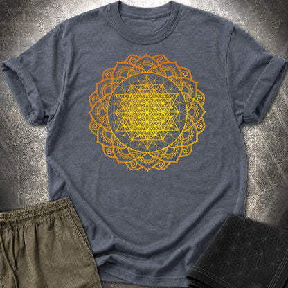 Tetrahedron Mandala T-Shirt - Tetrahedron Mandala T-Shirt - Heather Navy