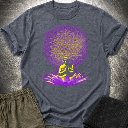Meditating Monk Tetrahedron T-Shirt - Meditating Monk Tetrahedron T-Shirt - Heather Navy