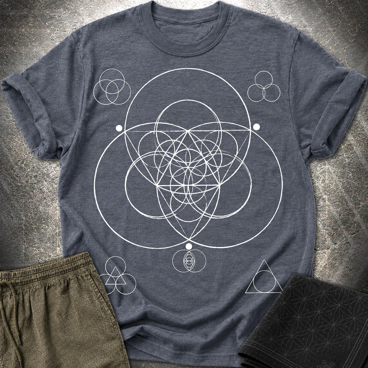 Geometric Triad T-Shirt - Geometric Triad T-Shirt - Heather Navy