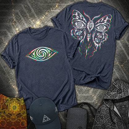 Hypnotic Eye Moth 2 Sided T-Shirt - Hypnotic Eye Moth 2 Sided T-Shirt - Heather Navy