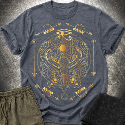 Falcon Flower Of Life Egypt T-Shirt - Falcon Flower Of Life Egypt T-Shirt - Heather Navy