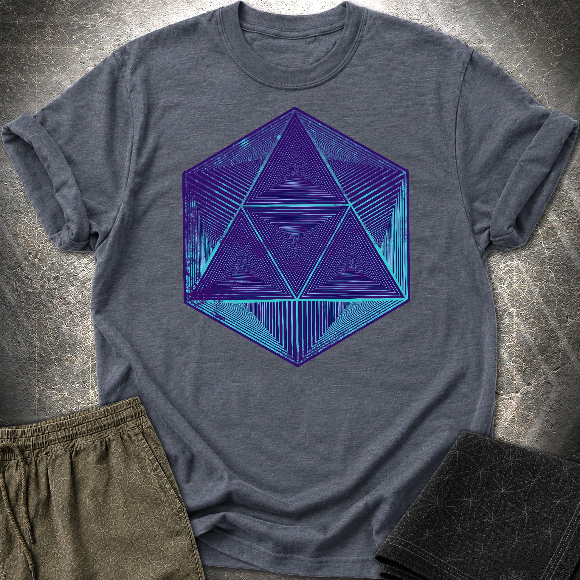 Space Octahedron T-Shirt - Space Octahedron T-Shirt - Heather Navy
