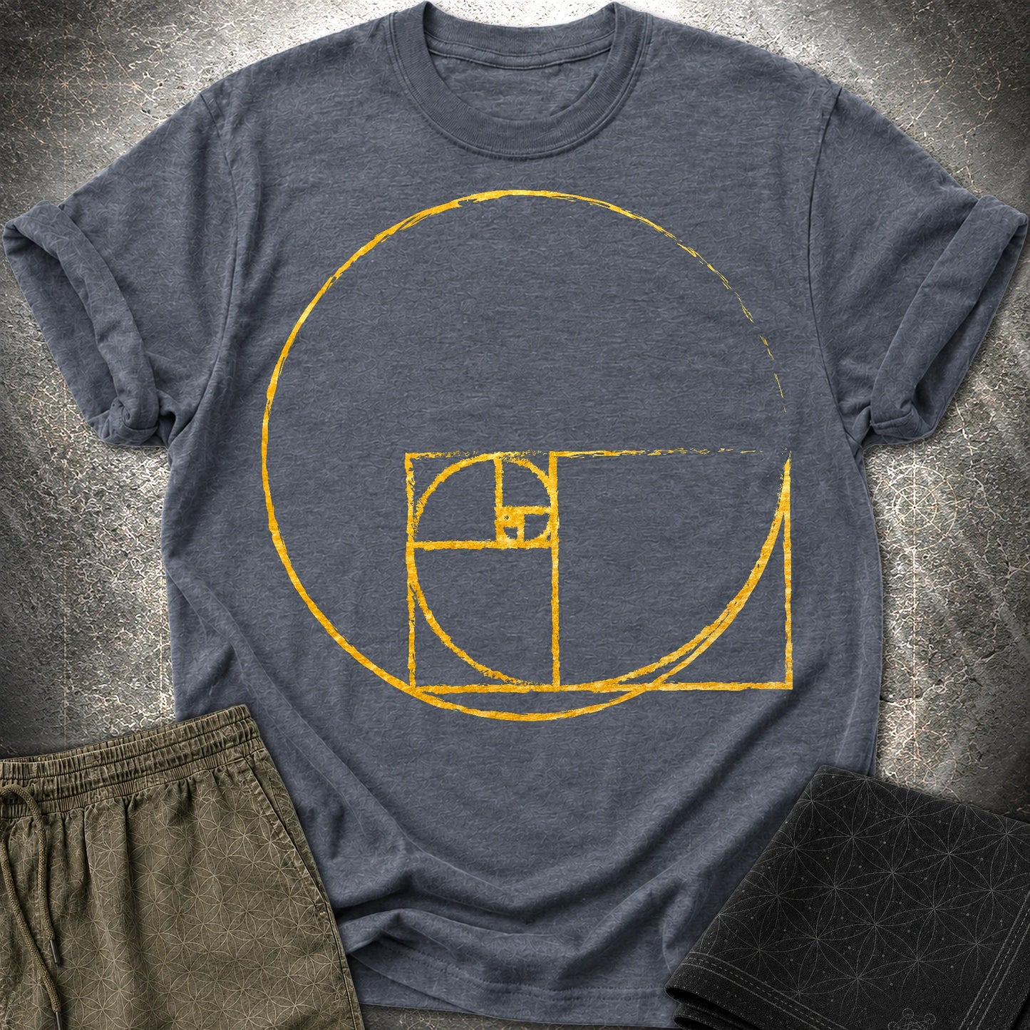 Golden Ratio Spiral Circle T-Shirt - Golden Ratio Spiral Circle T-Shirt - Heather Navy