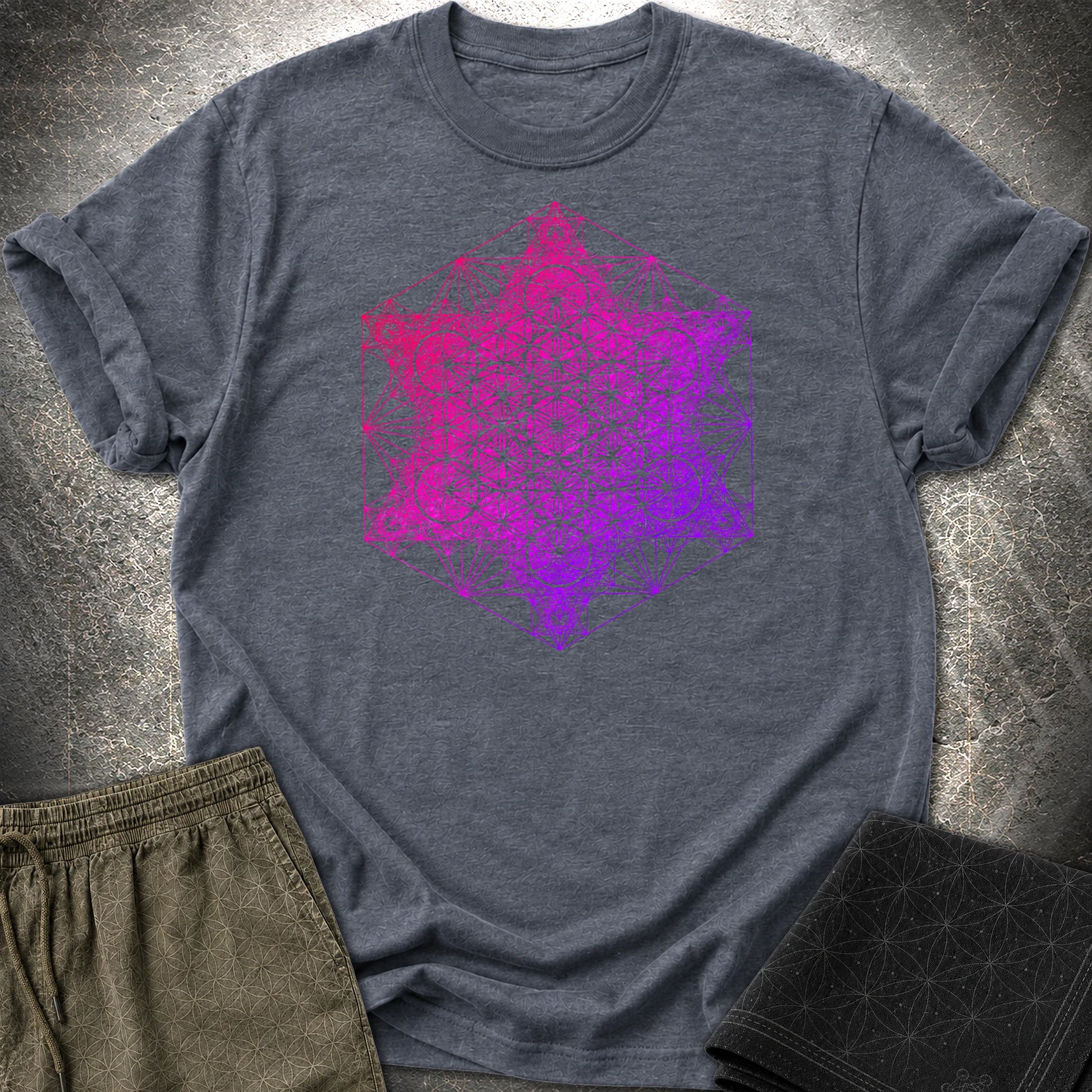 Metatron Fractal Super Structure T-Shirt - Metatron Fractal Super Structure T-Shirt - Heather Navy