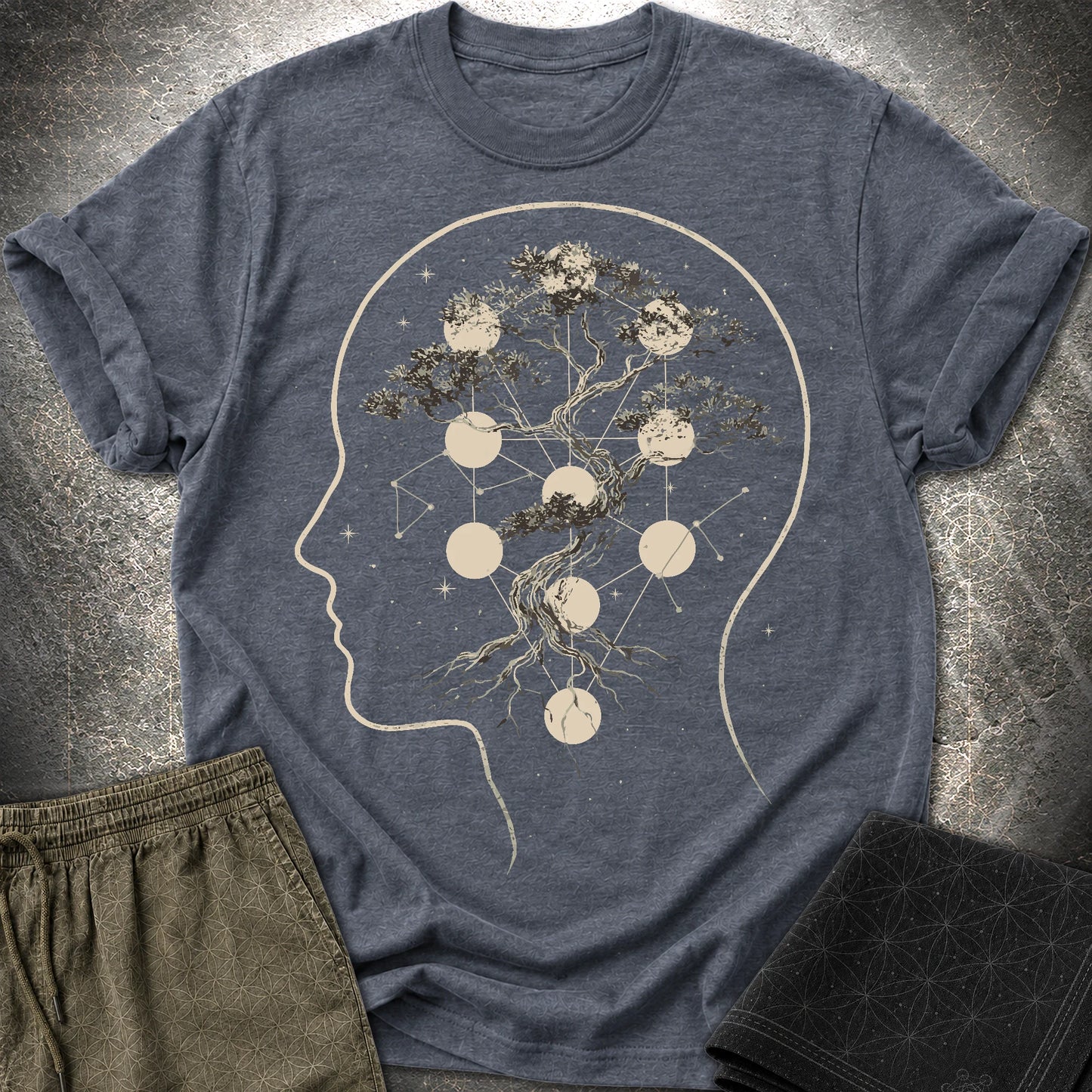 Sacred Tree of Thought T-Shirt - Sacred Tree of Thought T-Shirt - Heather Navy