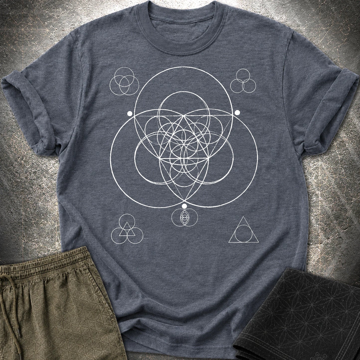 Geometric Triad T-Shirt - Geometric Triad T-Shirt - Heather Navy