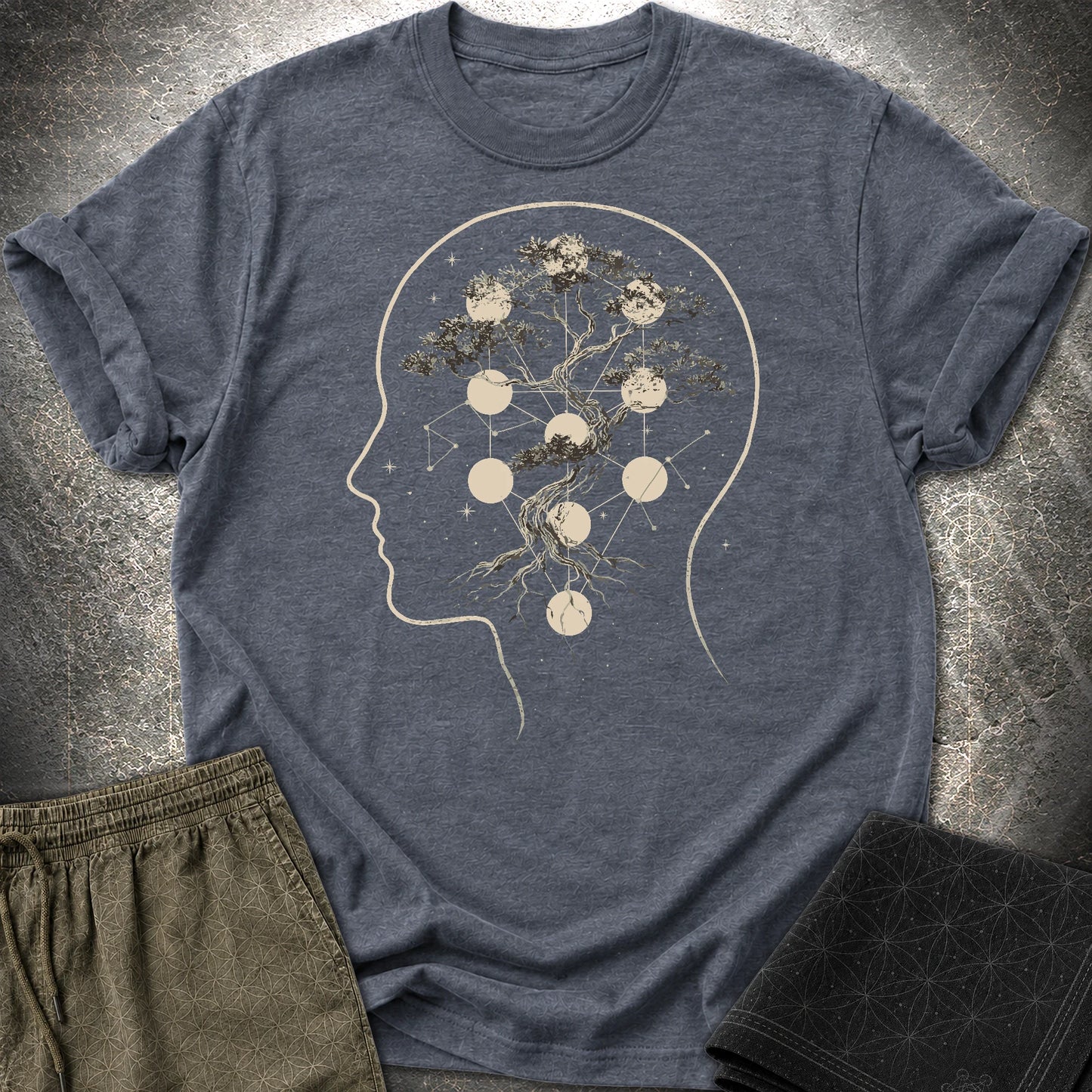 Sacred Tree of Thought T-Shirt - Sacred Tree of Thought T-Shirt - Heather Navy