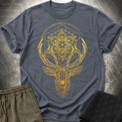 Metatron's Cube Deer T-Shirt - Metatron's Cube Deer T-Shirt - Heather Navy