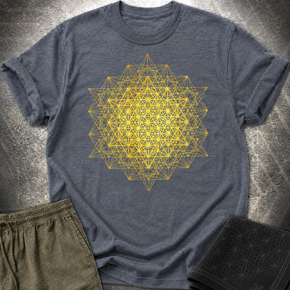 64 Tetrahedron Metatron Grid T-Shirt - 64 Tetrahedron Metatron Grid T-Shirt - Heather Navy