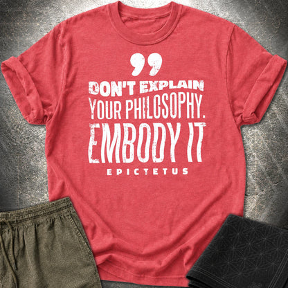 Epictetus Embody Philosophy T-Shirt - Epictetus Embody Philosophy T-Shirt - Heather Red