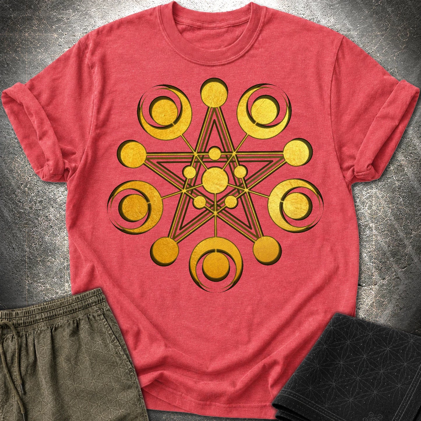 Golden Crop Circle T-Shirt - Golden Crop Circle T-Shirt - Heather Red