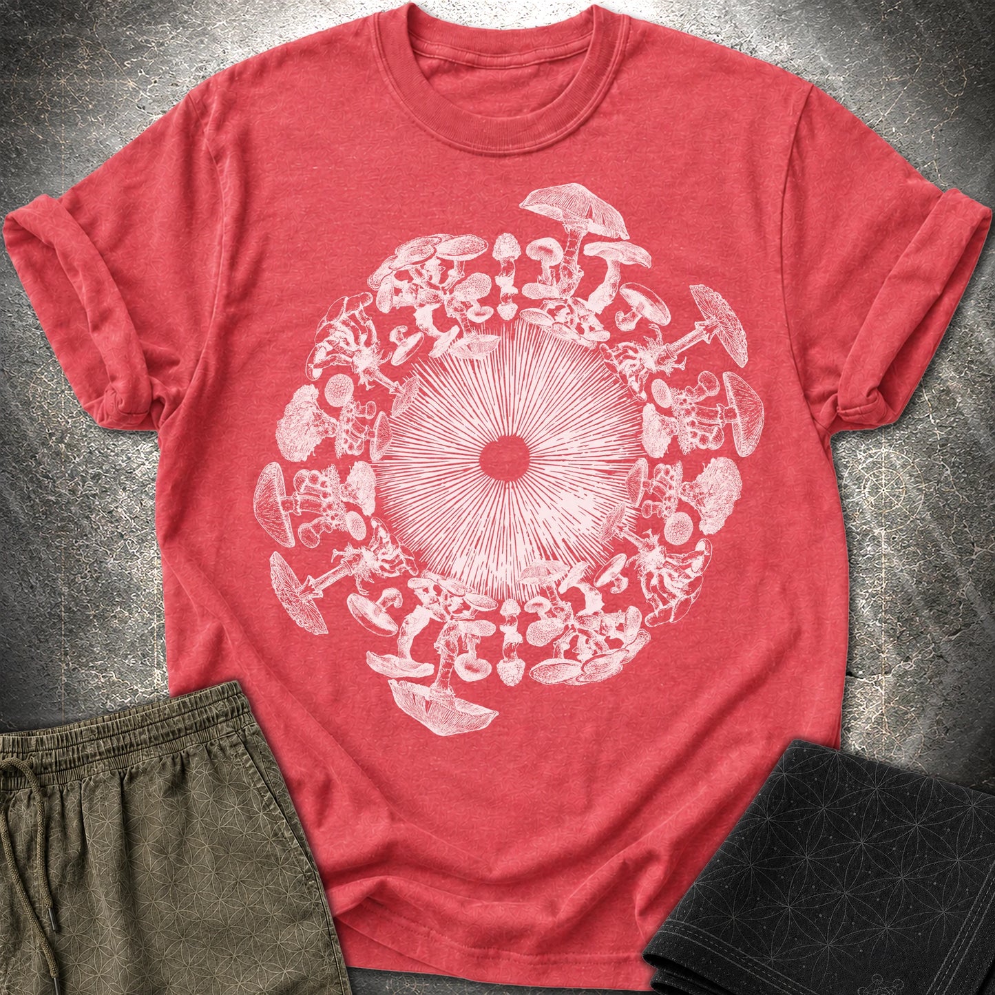 Mushroom Iris - Mushroom Iris T-Shirt - Heather Red