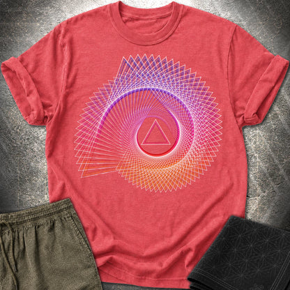 Spiralling Gradient Triangle - Spiralling Gradient Triangle T-Shirt - Heather Red