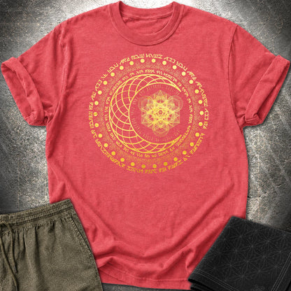 Sacred Geometry Moon Inscriptions T-Shirt - Sacred Geometry Moon Inscriptions T-Shirt - Heather Red